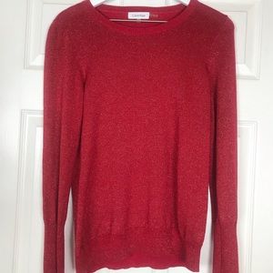 Calvin Klein Red Sparkle Sweater Size M
